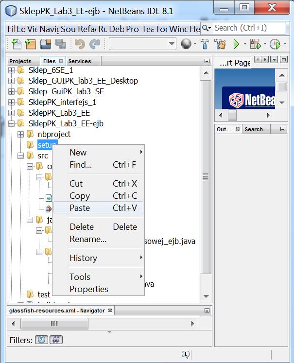 xml w zakładce Files przesunięcie do