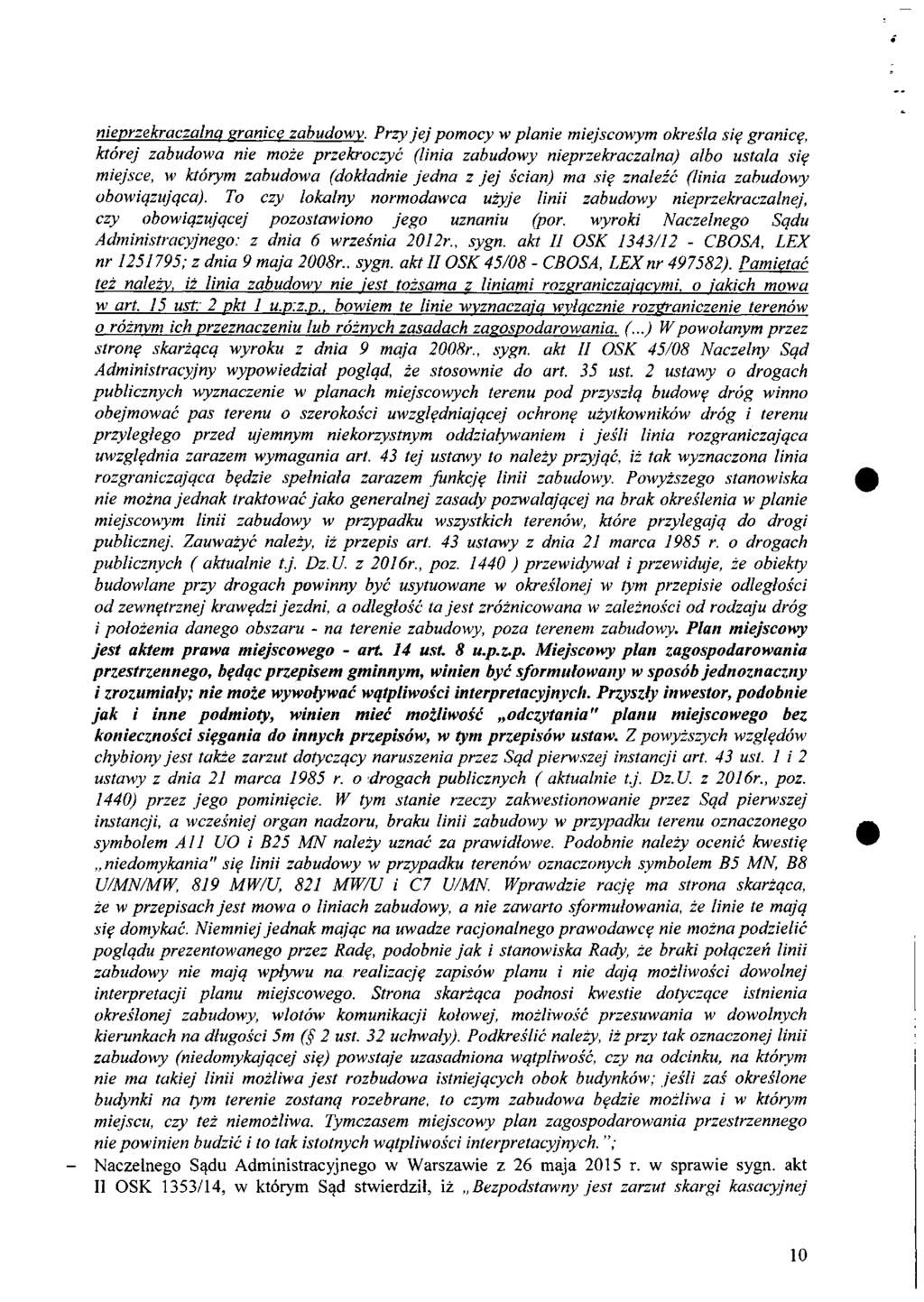 nieprzekraczalna sranicę zabudowy.