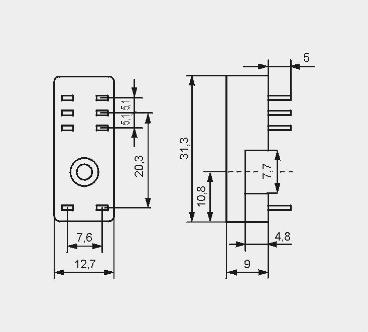 MH25-2 MP16-2 MH16-2 Rozstaw otworów w obwodzie drukowanym Do RM84, RM85, RM85