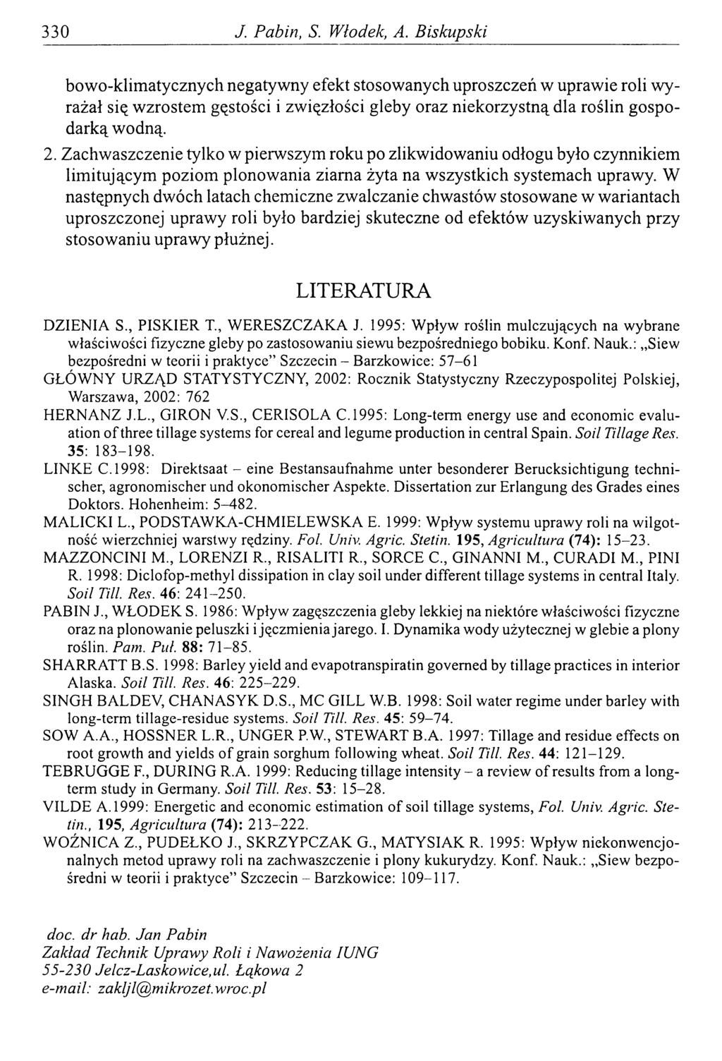 330 J. Pabin, S. Włodek, A.