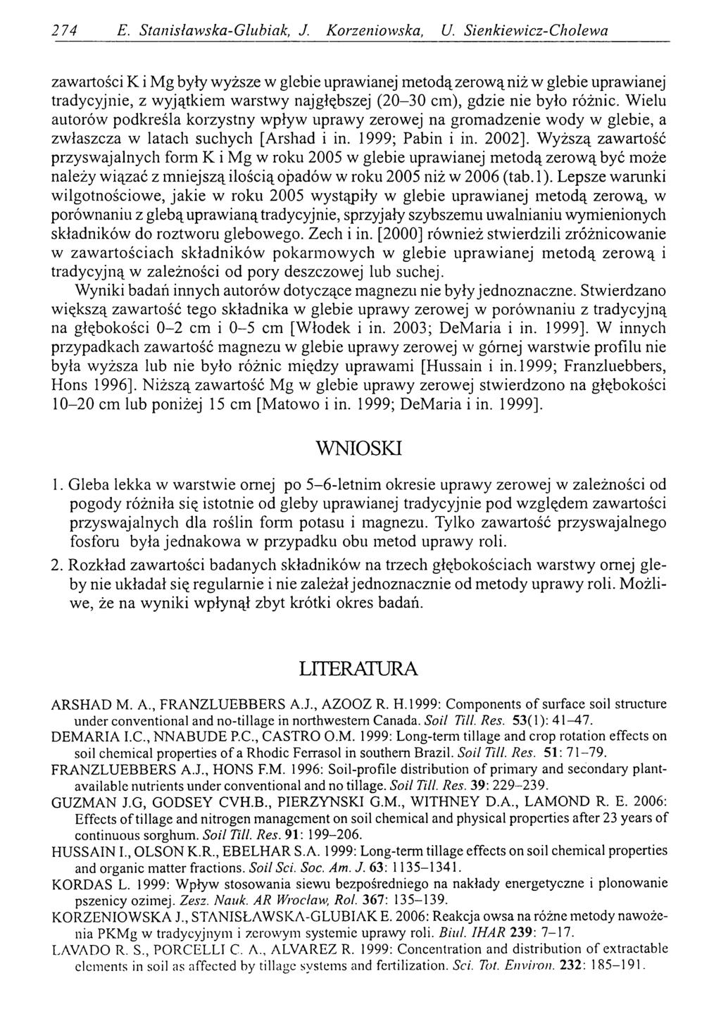 274 E. Stanisławska-Glubiak, J. Korzeniowska, U.