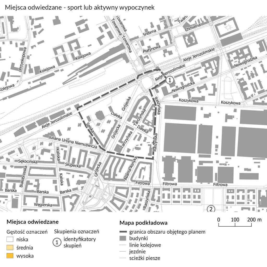 MIEJSCA ODWIEDZANE Uczestnicy geoankiety wskazali 80 miejsc uprawiania sportu i aktywnego wypoczynku.