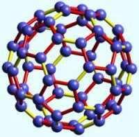 Budowa fullerenu C60 Promień cząsteczki ma wartość 0,357 nm C60 występują dwa rodzaje wiązań C-C: C=C o długości 0,139 nm wspólny bok dwóch stykających się