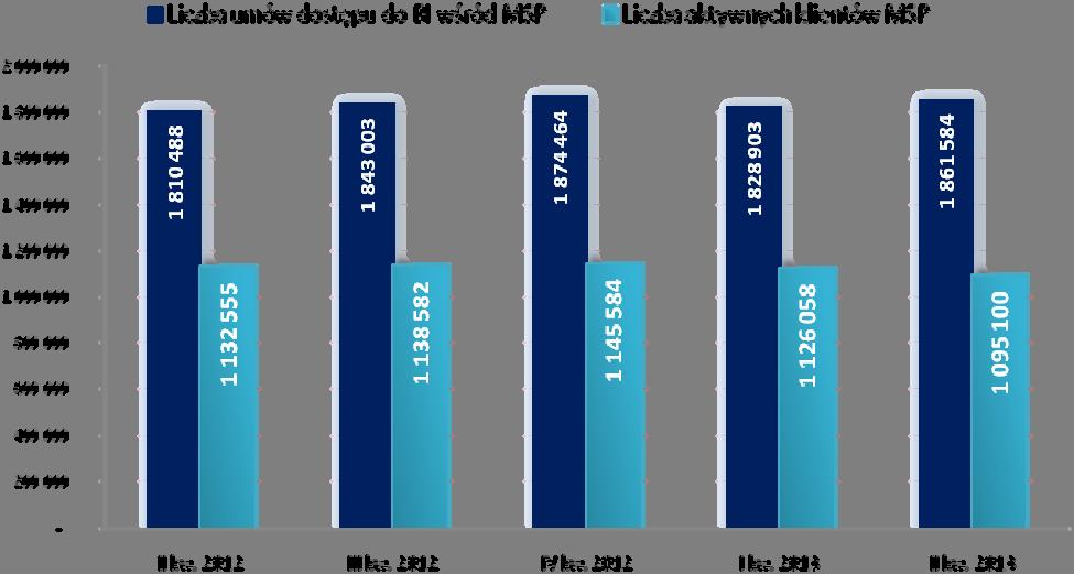 Bankowość internetowa Małe i średnie przedsiębiorstwa (MSP) Na koniec II kwartału 2013 roku liczba klientów z sektora małych i średnich przedsiębiorstw mających możliwość korzystania z