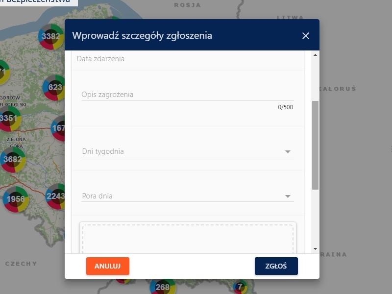 Wprowadzamy szczegółowe zgłoszenie oraz datę, a następnie klikamy,,zgłoś Osoba zgłaszająca zagrożenie jest anonimowa Możemy zaznaczyć
