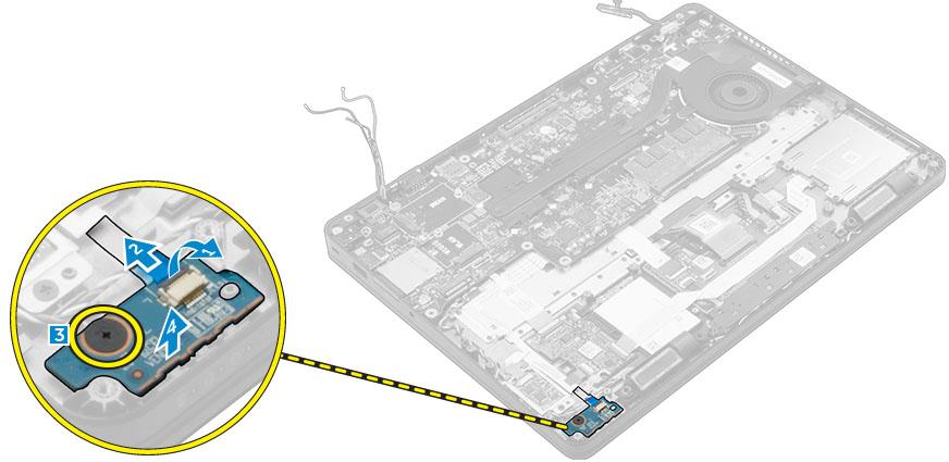 płyta wskaźników LED Wymontowywanie płyty wskaźników LED 1 Wykonaj procedurę przedstawioną w sekcji Przed przystąpieniem do serwisowania komputera.