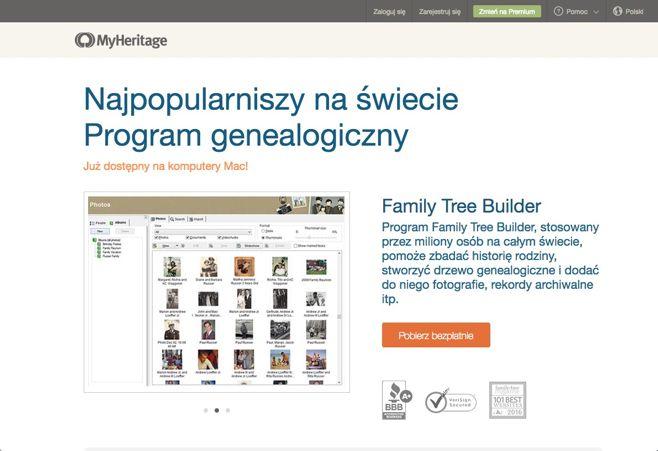 > Przykład oprogramowania desktop: program MyHeritage do tworzenia drzew