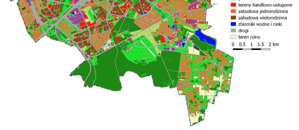 Rysunek 4 Pokrycie terenu miasta Białegostoku (uwzględniającą przewidywany rozwój zabudowy zgodny z koncepcją rozbudowy kanalizacji