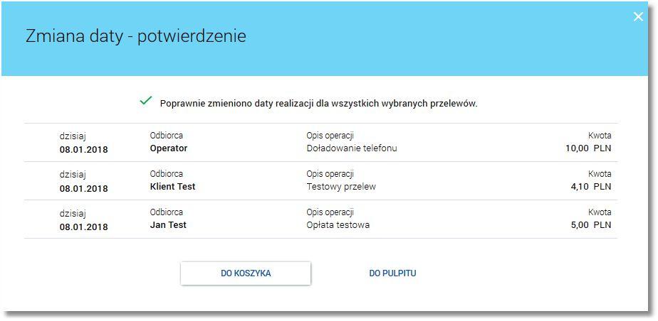W przypadku edycji daty dla przelewu usuniętego tworzona jest kopia przelewu ze zaktualizowaną datą.