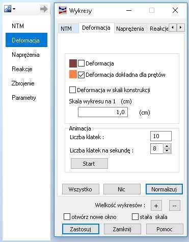 7. Wyświetl deformację konstrukcji dla przypadku DL1. 8.