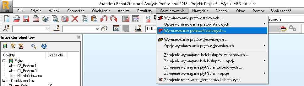 stalowych, zaznacz kursorem rygiel i słup w osi A, a następnie