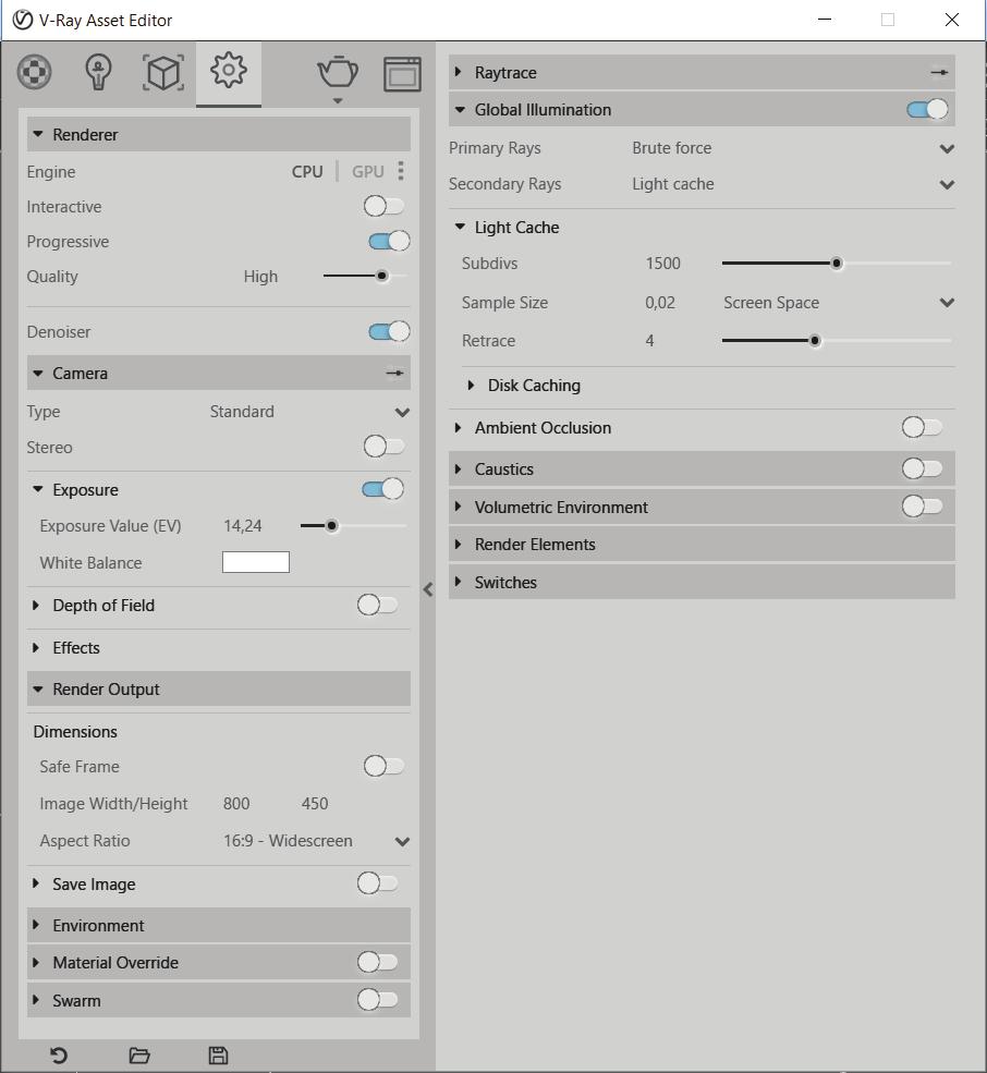 2 Podstawowe ustawienia silnika renderującego V-Ray 3 dla SketchUp pozwala na szybkie zmiany w ustawieniach dzięki wielu predefiniowalnym parametrom.
