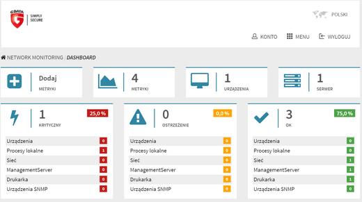 G DATA ActionC enter 10.2.1 154 Network Monitoring Network Monitoring Network Monitoring jest opcją programów G DATA Business dostępną za dodatkową opłatą.