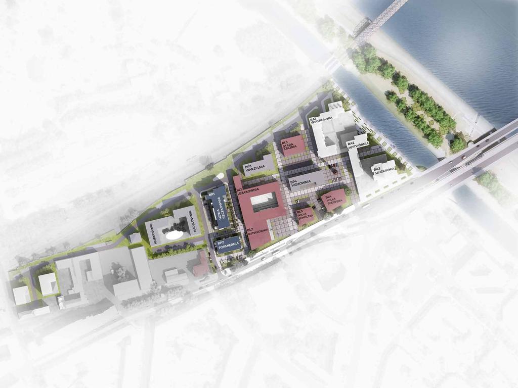 PLAC ZABAW AC OWY PLAC ZABAW BULWAR NADRZECZNY Nowe centrum wrocławskiego Śródmieścia KINO LETNIE Przemyślana urbanistyka osiedla koncentruje całość oferty komercyjnej wokół 3 głównych placów