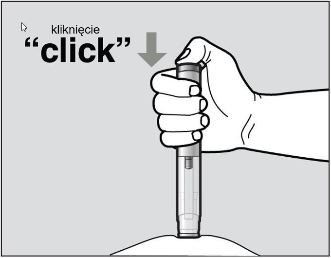 Rysunek J Podczas wstrzykiwania leku fioletowy wskaźnik będzie przesuwać się wzdłuż okienka kontrolnego (Patrz Rysunek K).