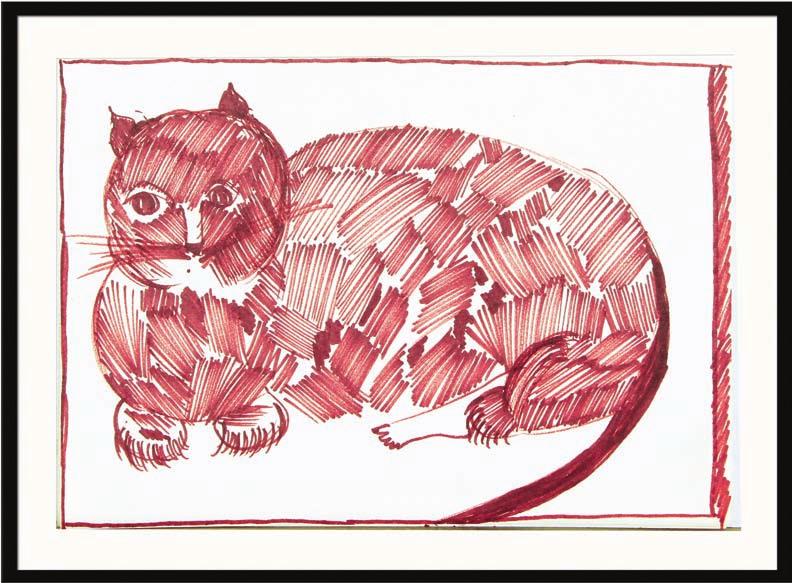 12. Barbara Jonscher (1926 1986) Rudy kot flamaster/papier 21 x 30 cm na odwrociu