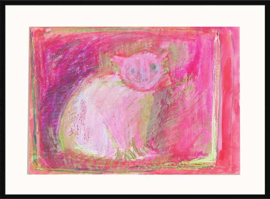 1. Barbara Jonscher (1926 1986) Biały kotek technika mieszana/papier 29,5 x 41,5 cm nr