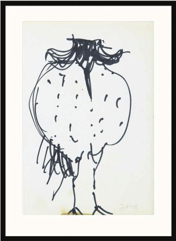 3. Barbara Jonscher (1926 1986) Puchaty ptak flamaster/papier 21 x 14,5 cm