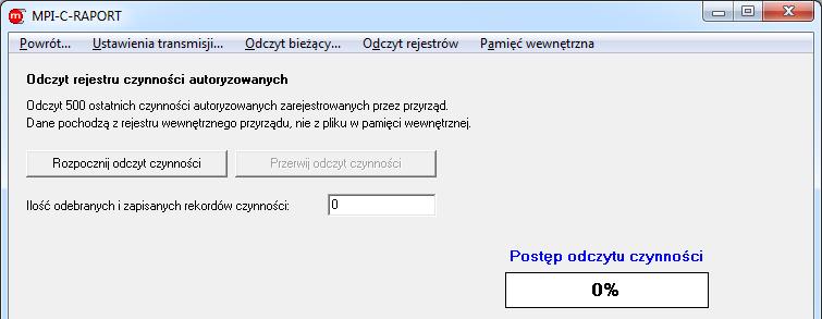 6.4 Odczyt z rejestrów przyrządu W oknie Rys. 6.1 przycisk W oknach Rys. 6.7 Rys. 6.9 oraz Rys. 6.11 Rys. 6.15: Menu Odczyt rejestrów Zdarzenia Rys. 6.10 Zapis do pliku ostatnich 500 zdarzeń zarejestrowanych przez przyrząd (niedostępne w przypadku transmisji Ethernet/Modbus TCP) W oknie Rys.