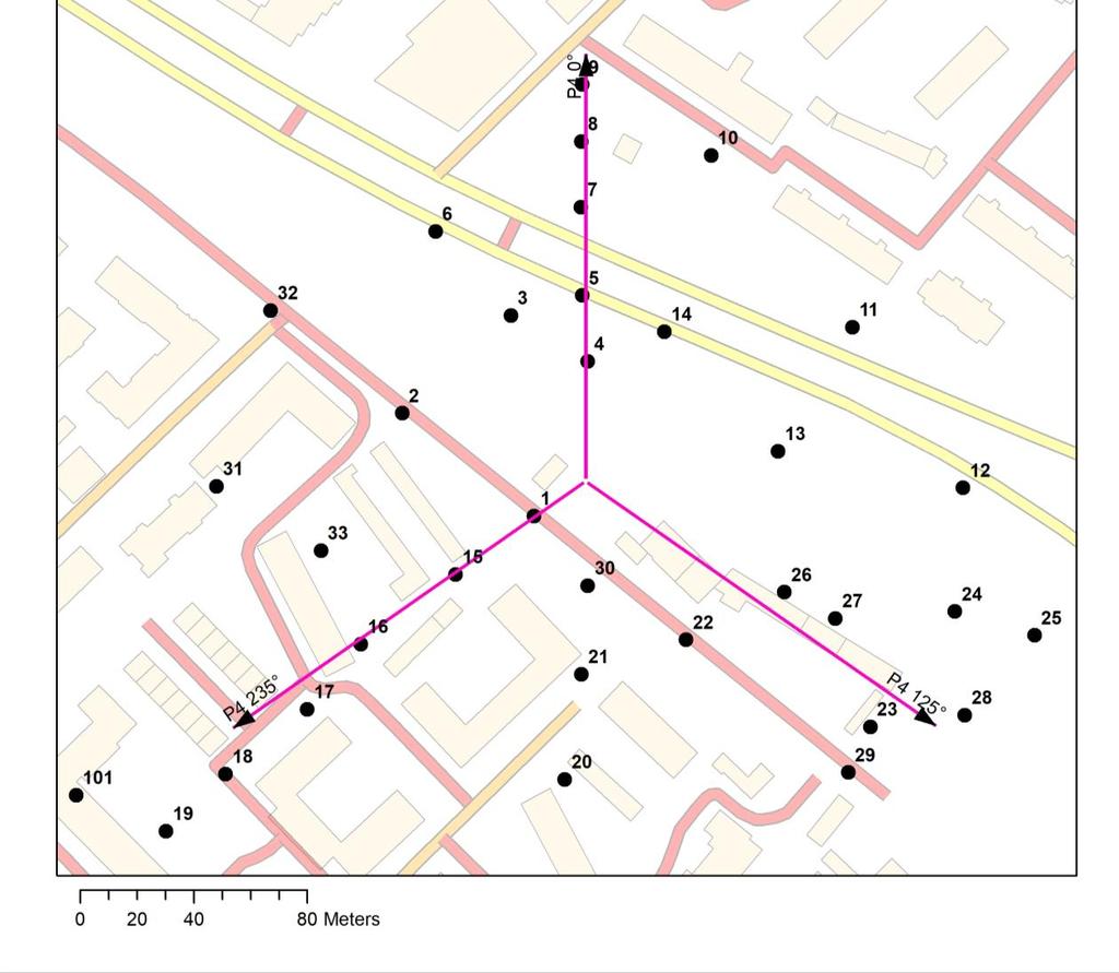 Sprawozdanie: nr 0110101017/BIA02 Strona 19 z 92 C. Badany obiekt Lokalizacje punktów pomiarowych w otoczeniu badanej stacji bazowej przedstawiono na Rys.