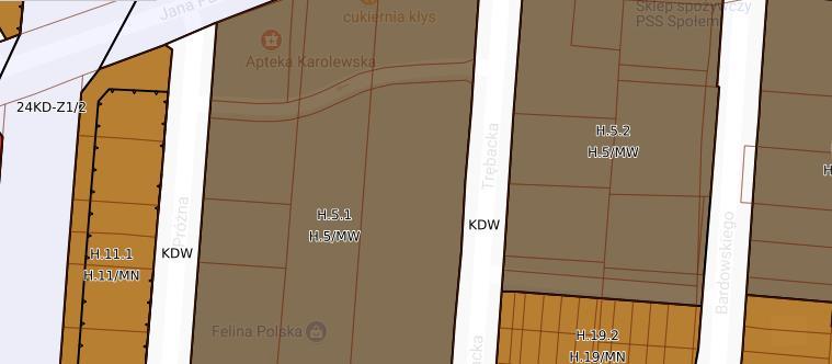 Mapa 1: Fragment załącznika graficznego do miejscowego planu zagospodarowania przestrzennego Pabianic. 5.