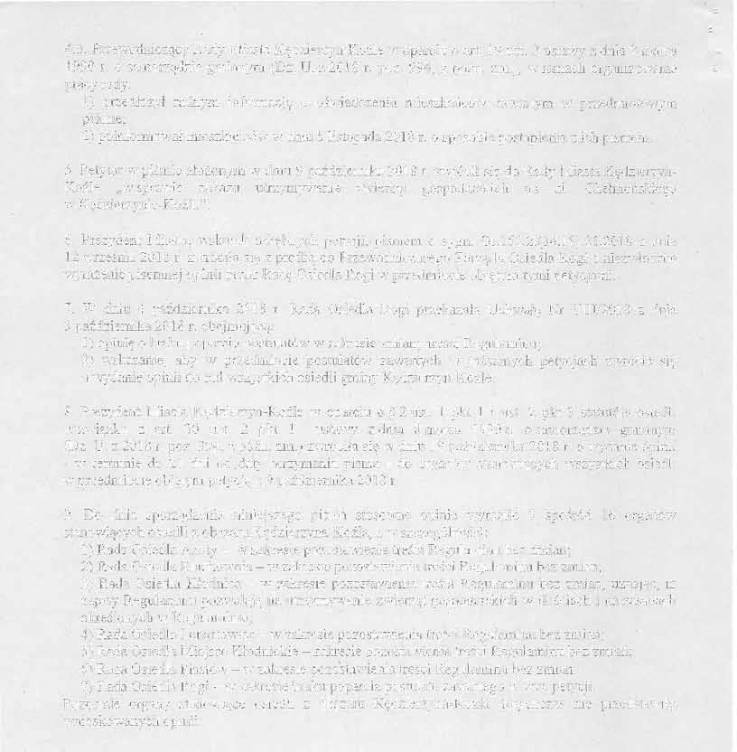 4.3. Przewotlniczący Rady Miasta Kędzierzyn-Koźle w oparciu o art. 19 ust. 2 ustawy z dnia 8 marca 1990 r. o samorządzie gminnym (Dz. U. z 2018 r. poz. 994, z późno zm.