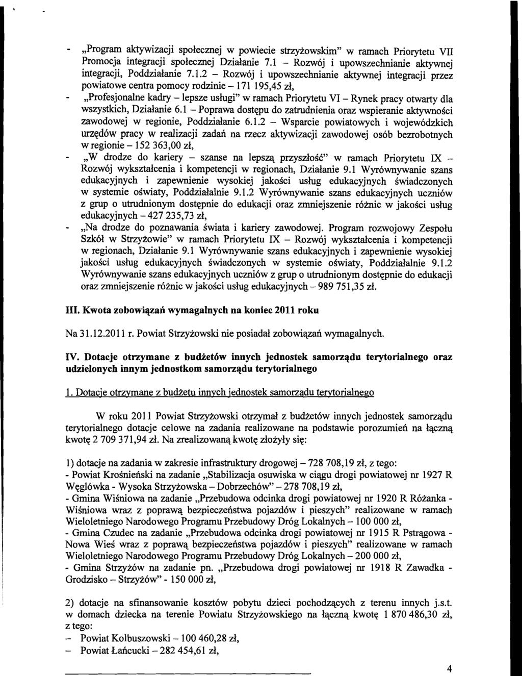 -,,Program aktywizacji spolecmej w powiecie strzyiowskim" w ramach Priorytetu VII Promocja integracji spolecmej Dzialanie 7.1 