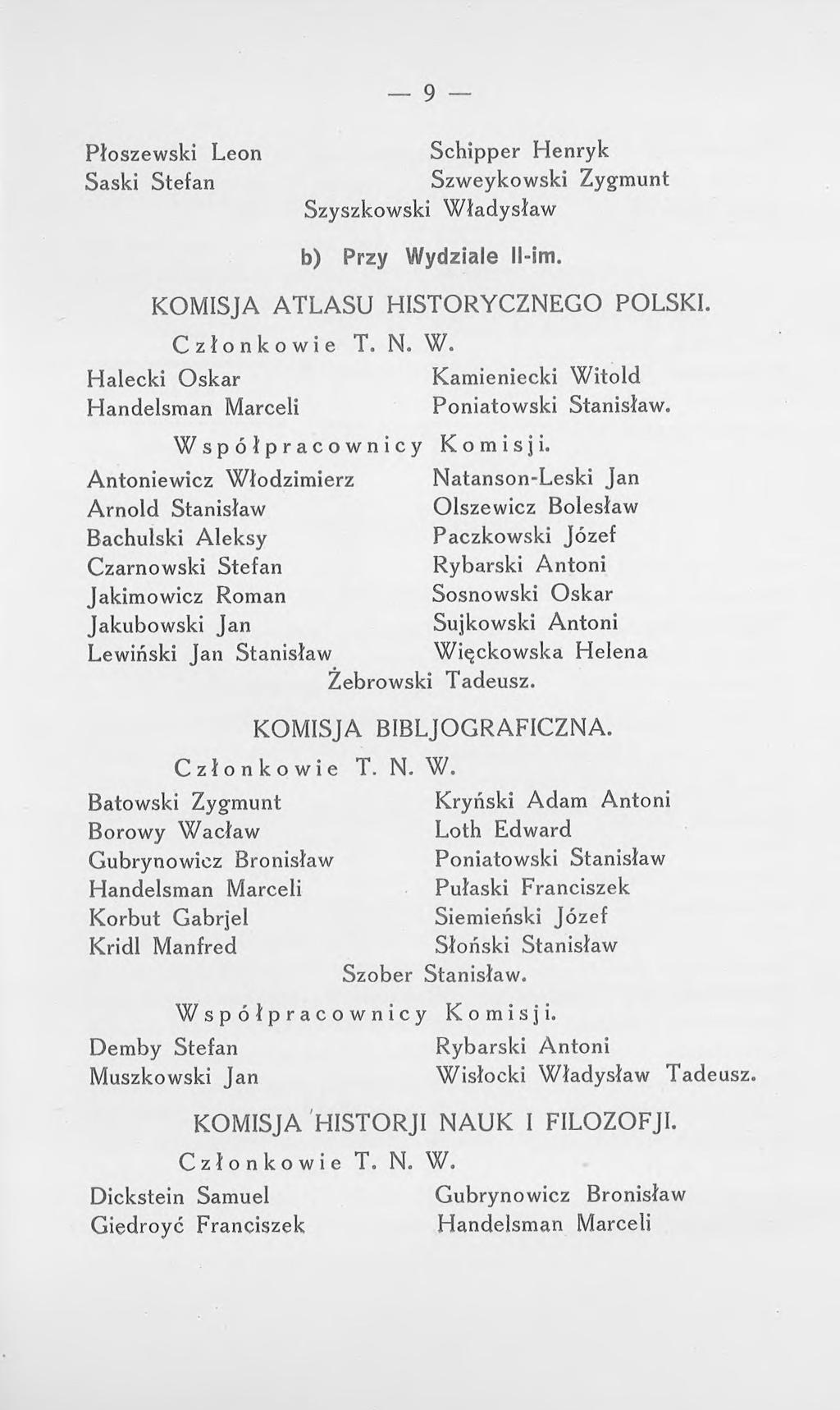 9 Płoszewski Leon Schipper Henryk Saski Stefan Szweykowski Zygmunt Szyszkowski Wł
