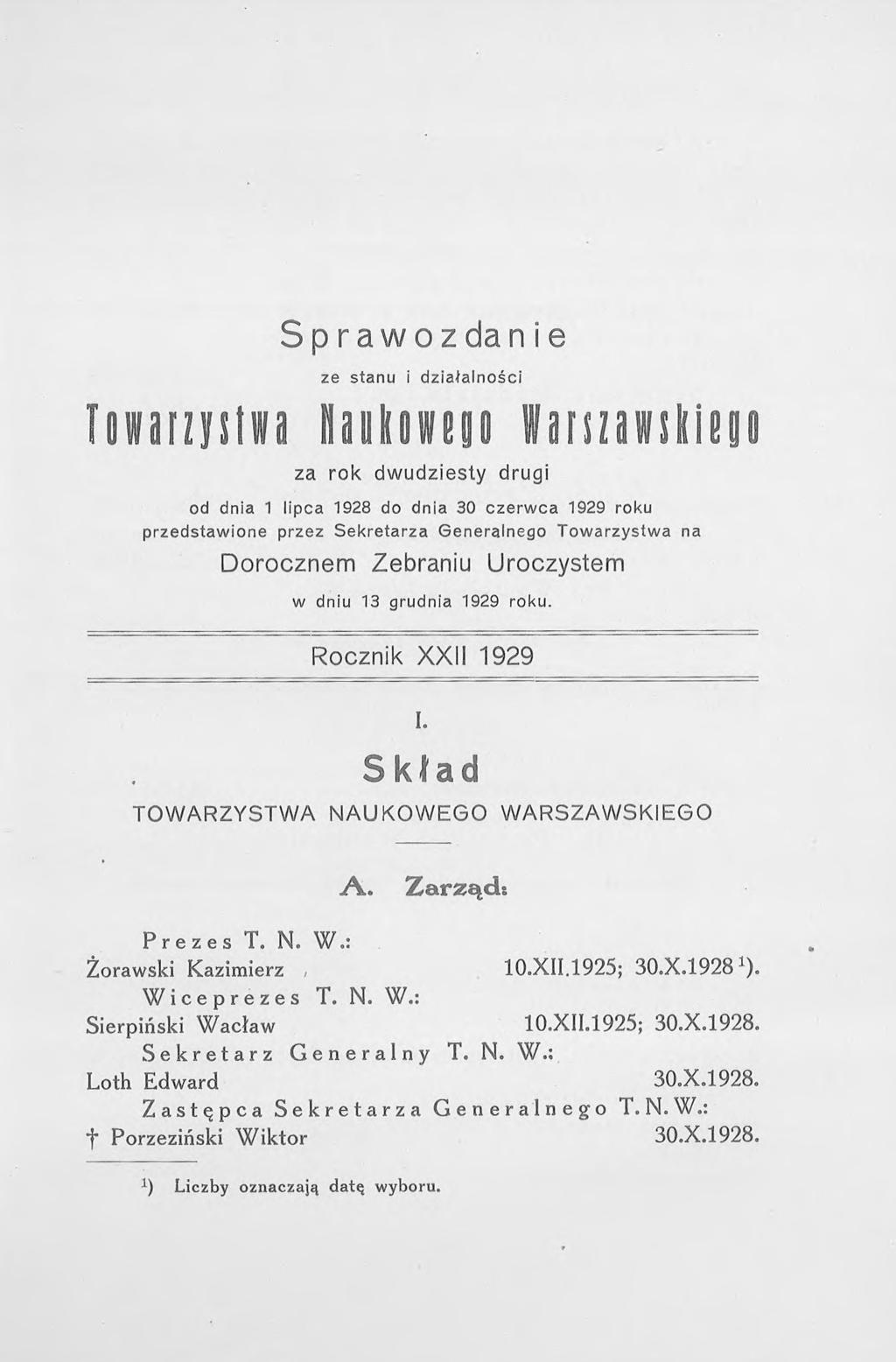 f i i a n i s l i a S p r a w o z d a ń ie ze stanu i działalności H a i k u m W a r s z a w s k i e g o za rok dwudziesty drugi od dnia 1 lipca 1928 do dnia 30 czerwca 1929 roku przedstawione przez
