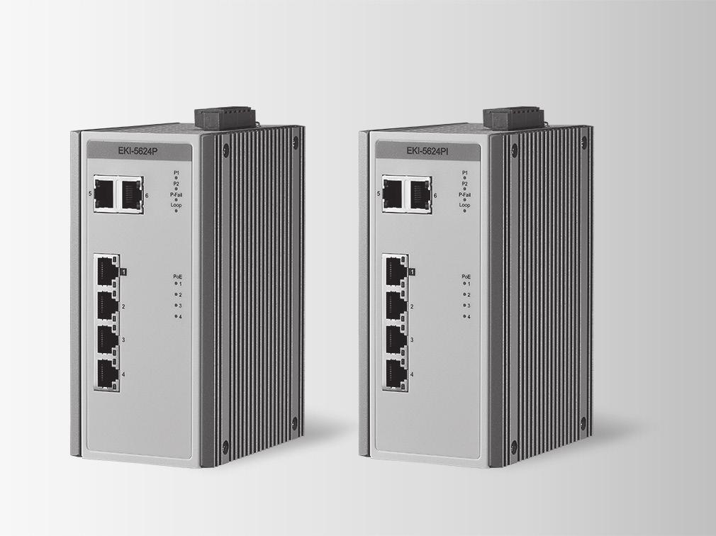 EKI-5624P EKI-5624PI 4FE with PoE+2GE Industry Ethernet Proview PoE Switch Four Fast Ethernet ports comply with IEEE 802.