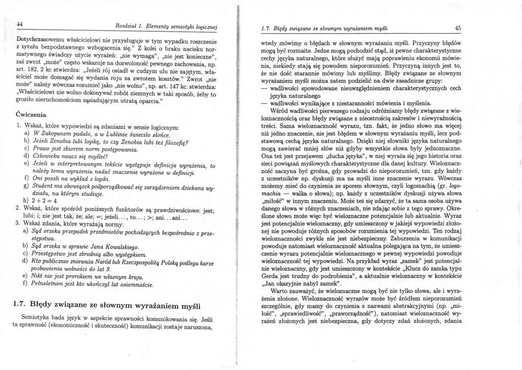 44 Rozdział 1. Elementy semiotyki logicznej 1.7.