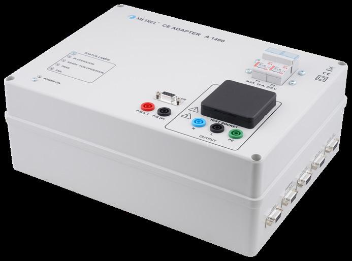 Opis adaptera A 1460 CE A 1460 CE Adapter został stworzony w celu automatyzacji pomiarów urządzeń elektrycznych wykonywanych przyrządem Metrel MI 3325 MultiservicerXD.