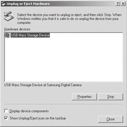 Odłączanie dysku wymiennego Windows 2000/XP/Vista (Rzeczywisty wygląd może być inny niż na ilustracjach, w zależności od systemu operacyjnego Windows.) 1.