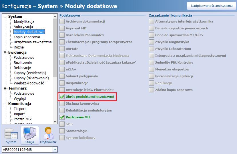 Uruchomienie modułu w programie Rozdział Uruchomienie modułu w programie 1 Aby włączyć moduł Obrót produktami leczniczymi należy: 1. 2. 3. 4. 5.