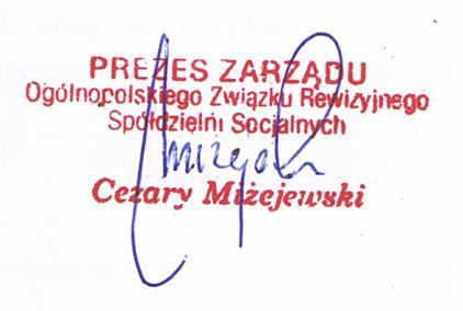 Ogólnopolski Związek Rewizyjny Spółdzielni Socjalnych 00-013 Warszawa, ul. Jasna 1 e-mail: biuro@ozrss.pl http://ozrss.pl KRS: 0000292252 REGON: 141392373 Warszawa, dn. 15.11.2018 r.