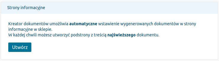 informacyjnych. W związku z tym nie zaleca się ręcznego dokonywania zmian w zawartości utworzonych stron.