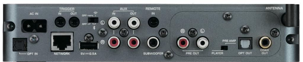 Specyfikacja MusicCast WXC 50 Bezprzewodowy przedwzmacniacz strumieniowy Sekcja audio Całkowite zniekształcenia harmoniczne Pasmo przenoszenia Wyjście Pre Wyjście Aux Stosunek sygnał/szum (IHF A)