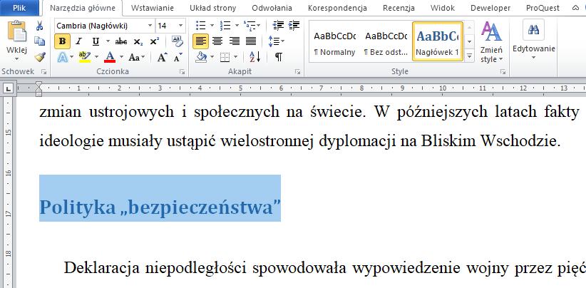 16 Automatyczny spis treści W elektronicznej wersji tekstu spis treści umożliwia łatwą nawigację po jego treści za pomocą hiperlinków z numerami stron Aby program umożliwił tworzenie spisu treści, w