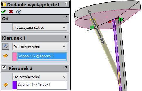 Co się stanie, jeżeli wyciągniemy wspornik Do powierzchni (rysunek 11.21), a nie jak poprzednio Do obiektu? Różnicę przedstawia rysunek 11.