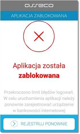 Po przekroczeniu sparametryzowanej liczby błędnie wprowadzonych kodów PIN zostanie zaprezentowany komunikat jak na poniższym