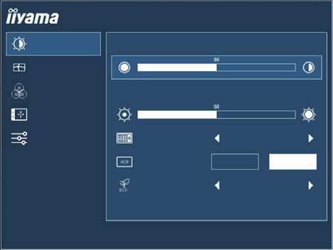 ZAWARTOŚĆ MENU REGULACJA Jasność Luminance Jasność Kontrast ProLite XUB2595WSU Ustawienia obrazu Temp.