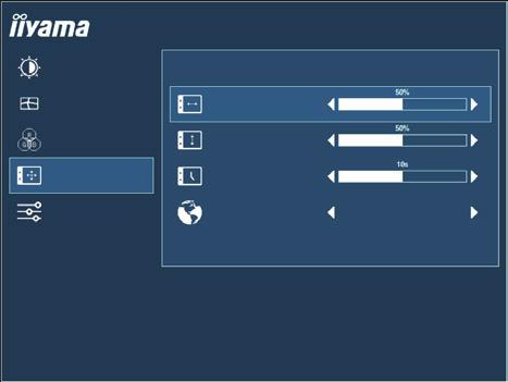 Konfiguracja OSD OSD Jasność Ustawienia menu OSD ProLite XUB2595WSU Ustawienia obrazu Pozycja pozioma Temp.