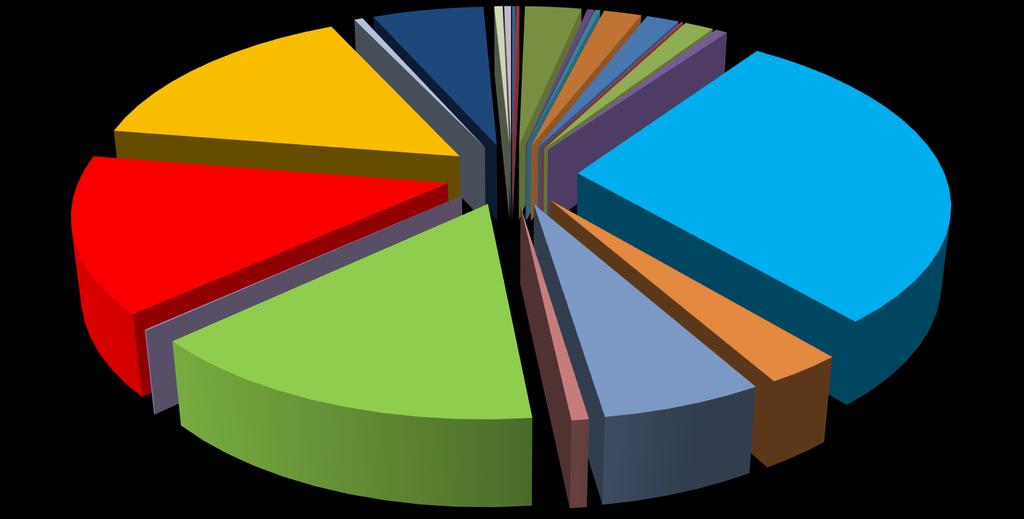 Miejsce zamieszkania pacjentów Oddział Małopolski NFZ 0,36% 0,18% 0,27% 0,09% 1,96% 0,45% 0,18% 0,36% 1,69% 1,51% 0,45%