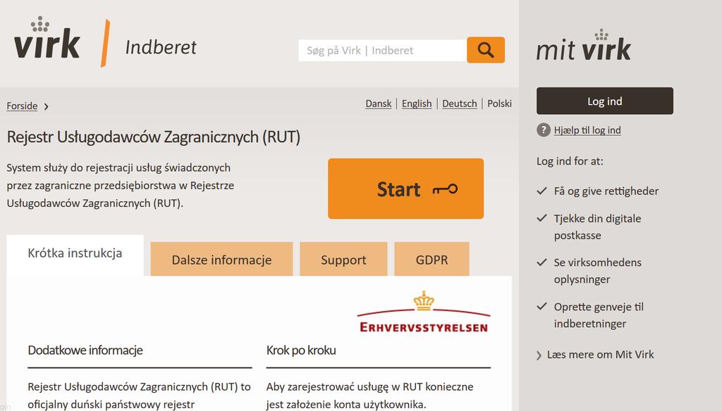 1 Wprowadzenie Rejestr Usługodawców Zagranicznych (RUT) to system rejestrowania usług świadczonych przez zagraniczne przedsiębiorstwa w Danii.