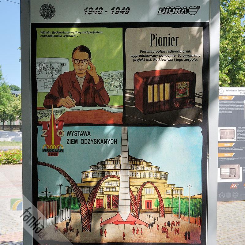 Tablica 6. 1948-1949 Wilhelm Rotkiewicz opracowuje projekt radioodbiornika Pionier. To pierwszy polski radioodbiornik wyprodukowany po wojnie. To oryginalny projekt inż.