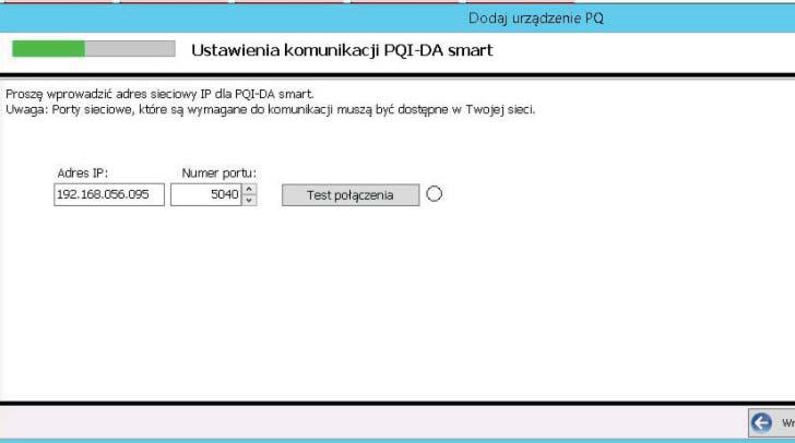 Proces ten jest prosty i intuicyjny, ponieważ kreator sam tworzy automatycznie, po wprowadzeniu danych łącze komunikacyjne oraz widok pulpitu urządzenia.