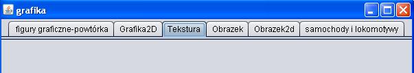 MATERIAŁY POMOCNICZE DO ĆWICZENIA 2 Klasa JTabbedPane pakietu swing Kontener klasy JTabbedPane umożliwia pracę na wielu stronach z zakładkami służącymi do wyboru strony aktualnie wyświetlanej.