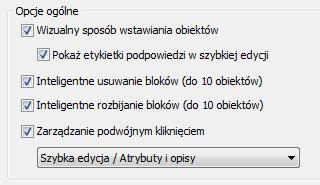 Rozbij (rozszerzenie polecenia) W programie dostępne jest polecenie Rozbij, które pozwala np. rozbijać wybrane obiekty z wstawieniem 'Infobloków' przejmujących informację z rozbijanych obiektów.