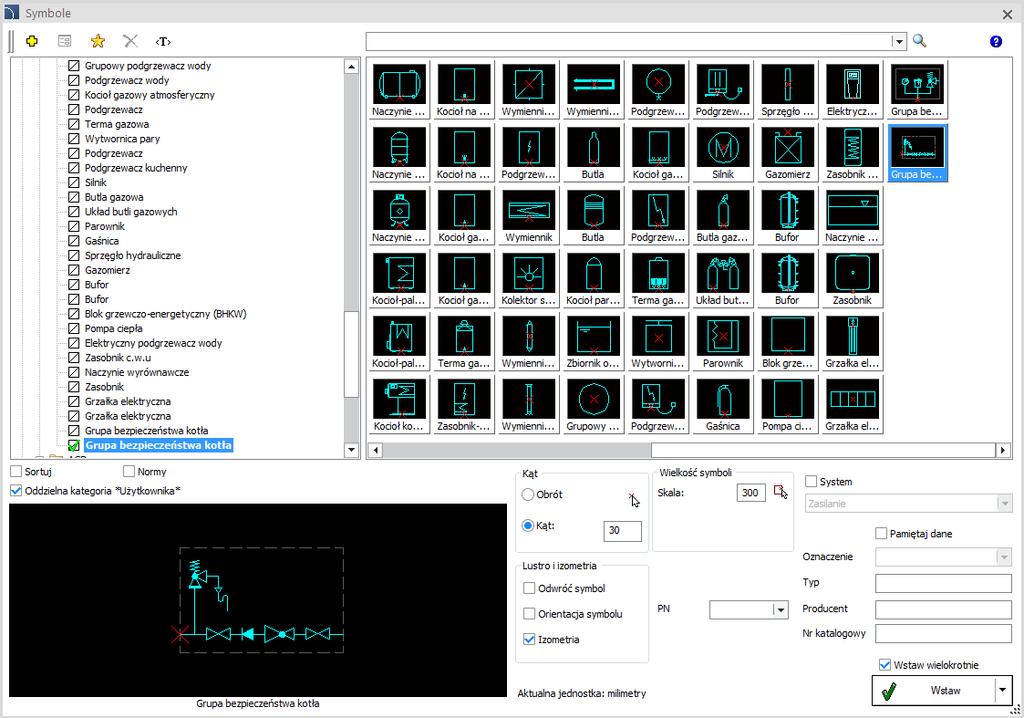 HVAC & Piping rozszerzenie bibliotek programu Do biblioteki programu dodano kolejne symbole i obiekty, w tym: Filtr siatkowy Prysznic Grzałka elektryczna Przerwanie przewodu Grupa bezpieczeństwa