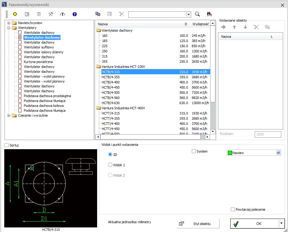 HVAC & Piping - dodanie do programu wentylatorów dachowych Do biblioteki programu